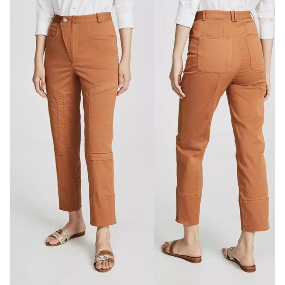 SEA New York Women's Kali Quilted Pants Cognac Orange Ankle Straight Size 12